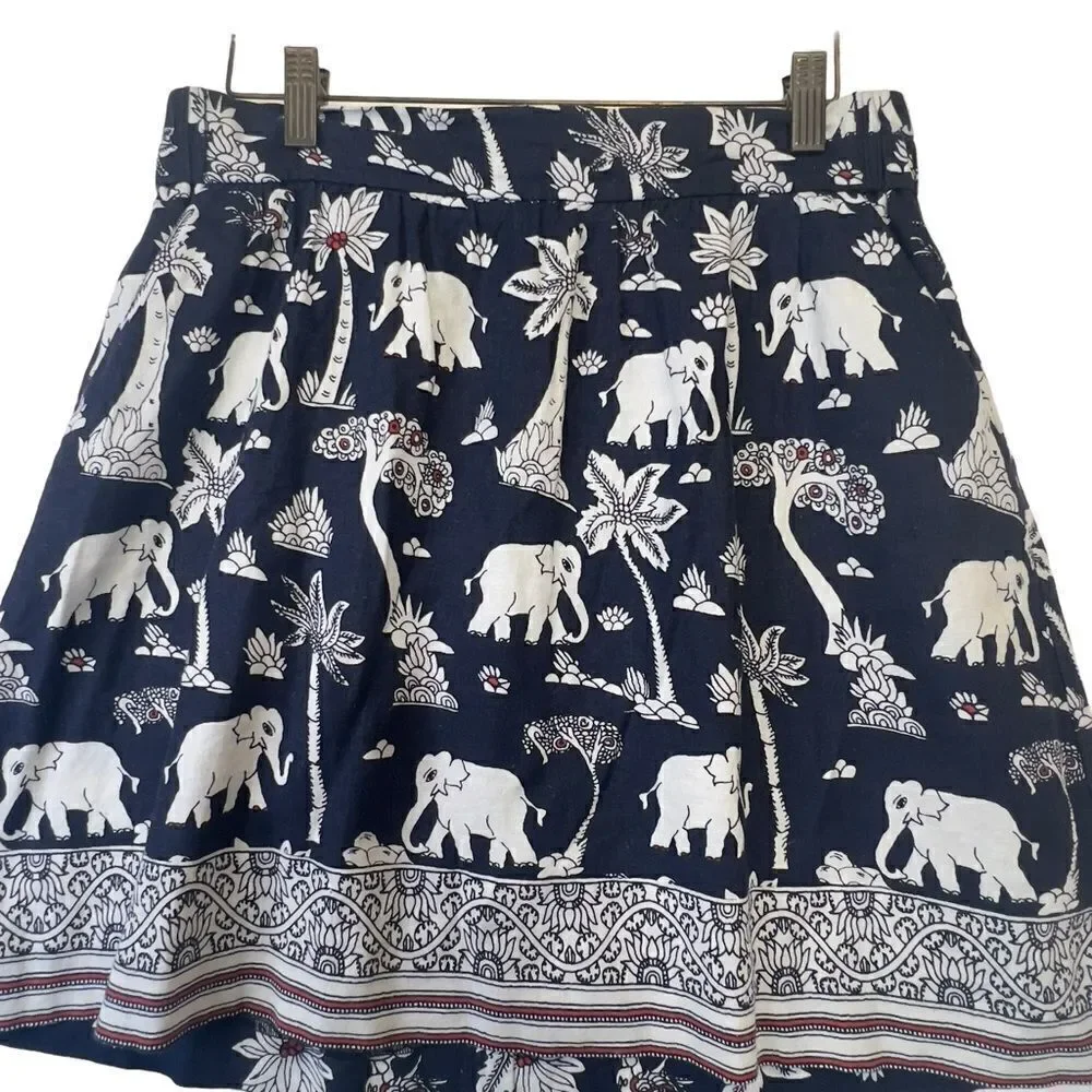 Loft linen blend  Elephant Print Skirt mp - Picture 6 of 16
